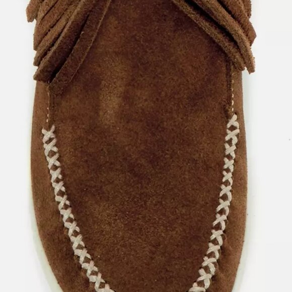 NEW MINNETONKA SUEDE BOOTIES FRINGE DETAIL WOMENS SIZES - Picture 3 of 4